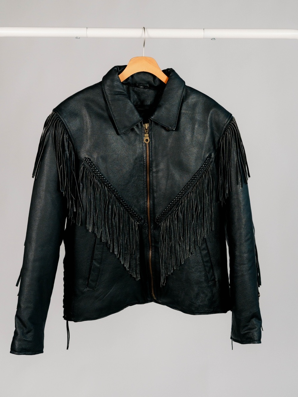 Women's Black Fringe Leather Jacket